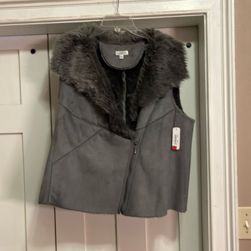 Suede plush lined vest